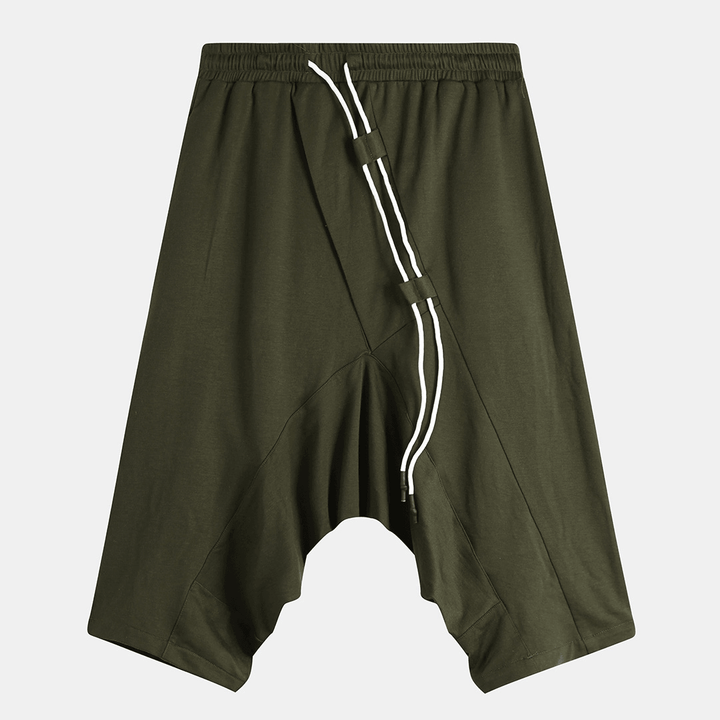 Men'S Army Green Cotton Shorts Drop Crotch Pants