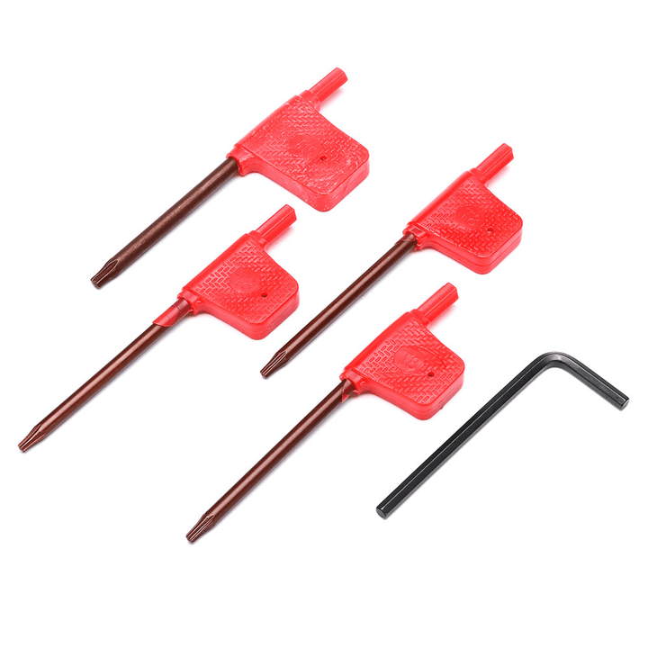 5Pcs 12Mm Shank Turning Tool Holder Set with Inserts Blade Wrench for Bench Lathe CNC