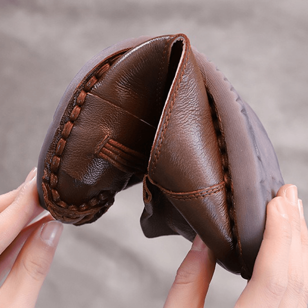 Women Handmade Stricing Decor Comfy Soft Sole Casual Leather Loafers