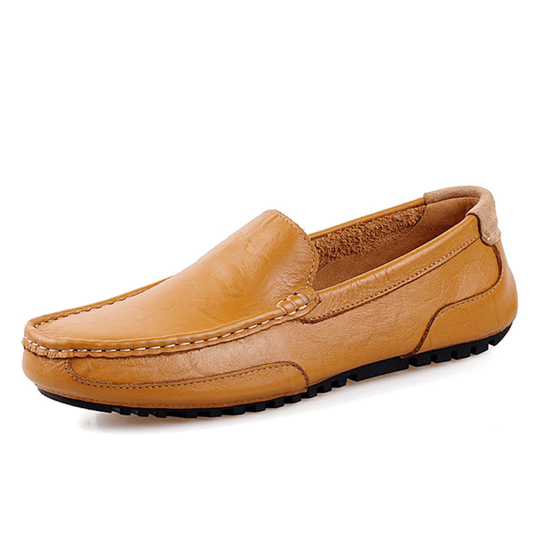 Men Leather Casual Driving Slip on Outdoor Flat Soft Comfortable Loafers Shoes