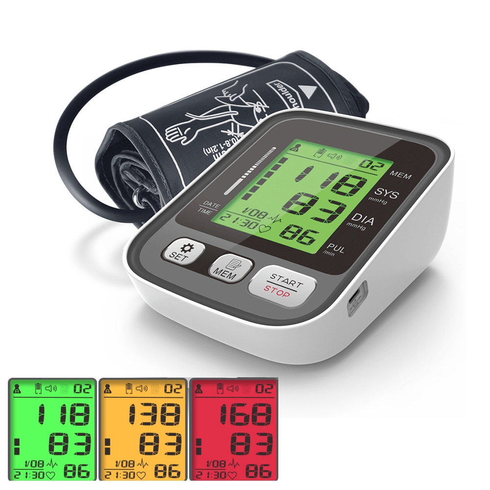 Boxym Upper Arm Blood Pressure Monitor Large Cuff Arm Pulse Sphygmomanometer Automatic BP Heart Rate Pulse Tonometer Tensiometer