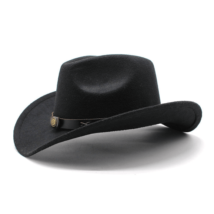 European and American Style Western Cowboy Hat Cross-Border Autumn and Winter Woolen Jazz Hat