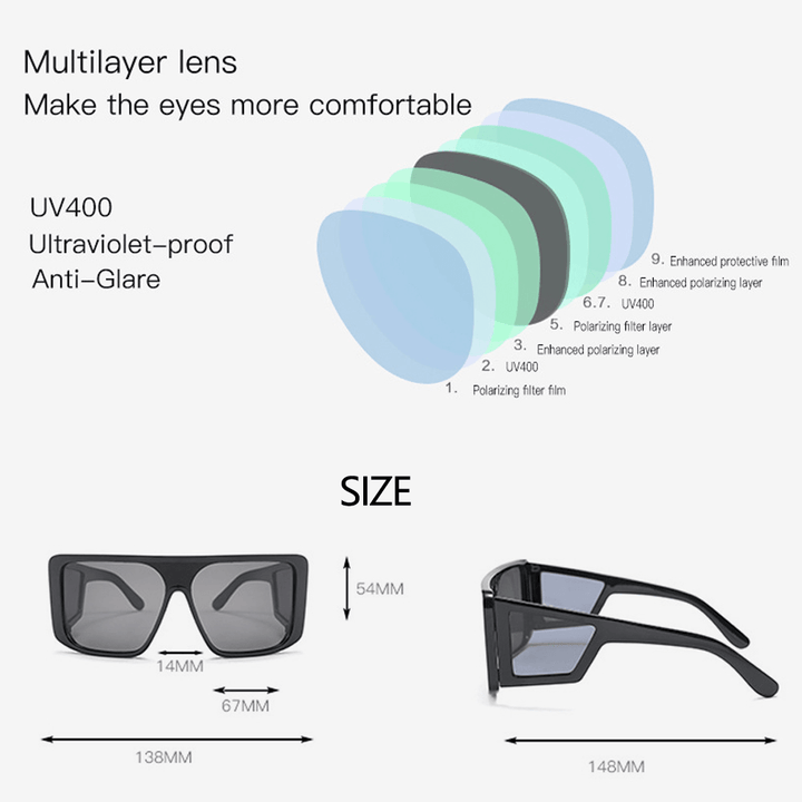 Men Full-Frame One-Piece Lens Windproof UV Protection Fashion Sunglasses