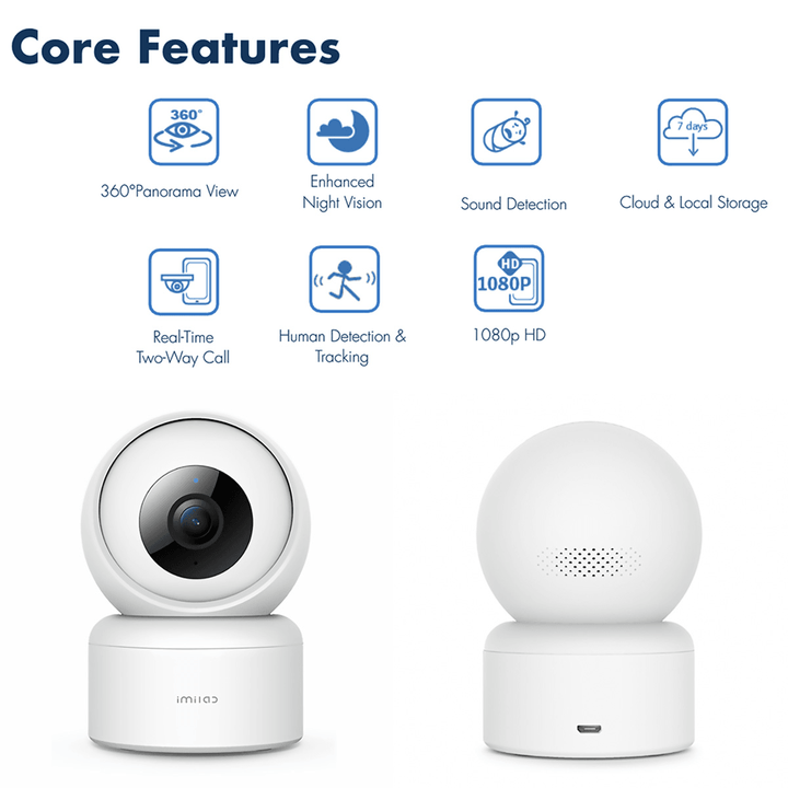 IMILAB C20 1080P Smart Home IP Camera Work with Alexa Google Assistant H.265 360¬∞ PTZ AI Detection WIFI Security Monitor Cloud Storage