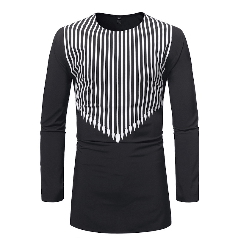 Printed round Neck Long Sleeve Pullover T-Shirt