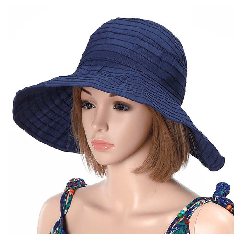 Women Foldable Sun Protective Beach Hat Summer Outdoor Gardening Anti-Uv Wide Brim Visor Cap