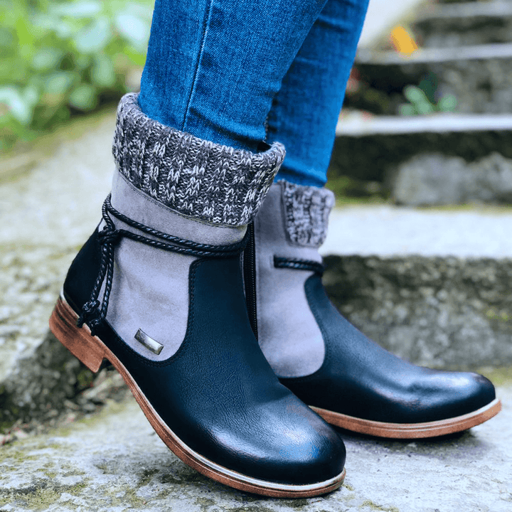 Large Size Women Retro Warm Daily Winter Sock Splicing Boots