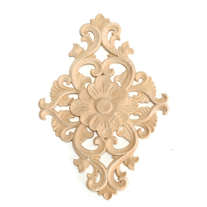 Unpainted Wood Oak Carved Onlay Applique Furniture Home Decor 21X11Cm/28X15Cm