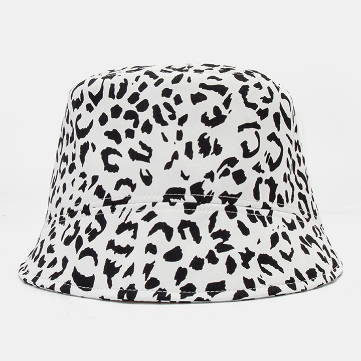 Women Patchwork Leopard Pattern Print Sun Hat Cotton Fashion All-Match Sunscreen Bucket Hat - MRSLM