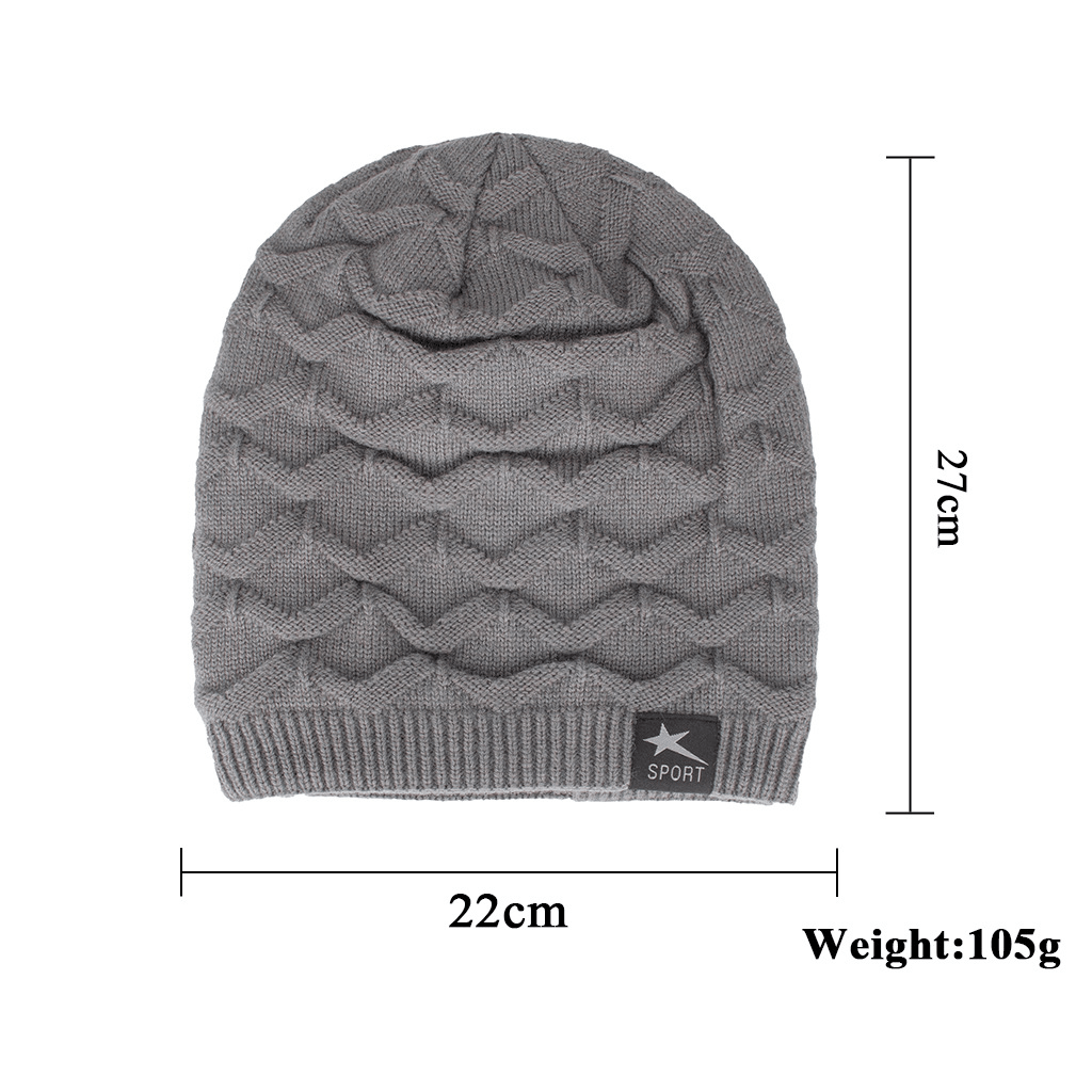 Men'S Knitted Woolen Thick Warm Toe Cap Sports Cap