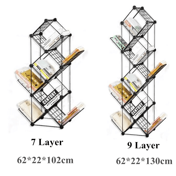 7/9 Tiers Multilayer Combination Wrought Iron Bookshelf File Holder Storage Rack Bookcase Storage Shelf Organizer Home Decorations