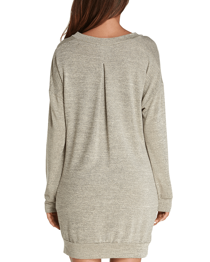 Women Long Sleeve Side Split Loose Casual Pullover Sweatshirt Dress with Pockets