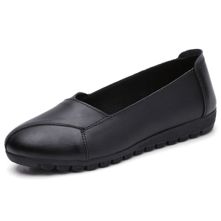 Women Casual Breathable Leather Halved Belt Slip-On Soft Sole Loafers - MRSLM