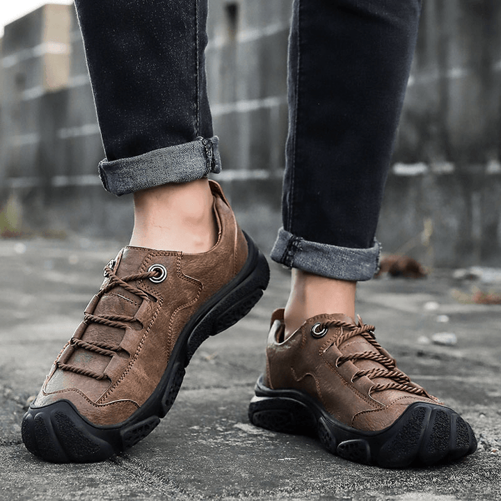 Anti-Collision Toe Cap Casual Soft Cow Split Leather Loafers