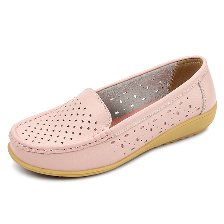 Women Casual Hollow Out Soft Comfortable Summer Slip on Outdoor Flats Loafer Shoes