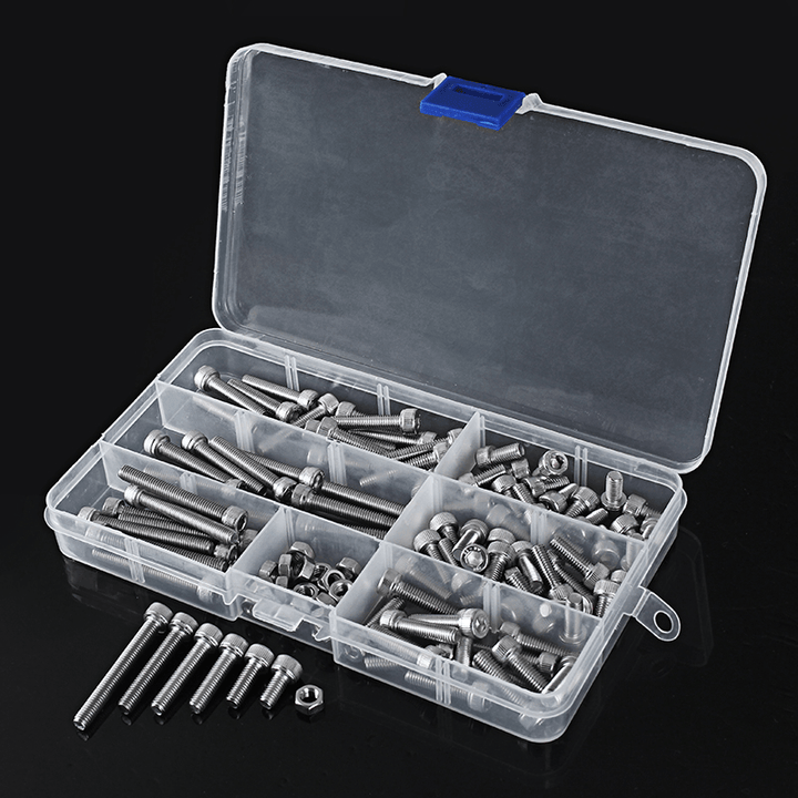 Suleve‚Ñ¢ M5SH3 110Pcs M5 Stainless Steel 10-40Mm Hex Socket Cap Screw Allen Bolt Assortment Kit