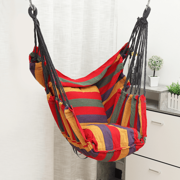 Hammock Cotton Hanging Rope Sky Chair Swing Seat Cushion Garden Outdoor Indoor