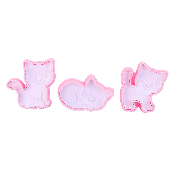 3Pcs/Set Cat Cookie Biscuit Plunger Cutter Fondant Cake Mold Baking Mould Kitchen Tools