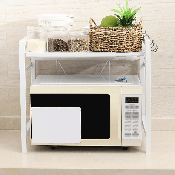 2 Layer Kitchen Microwave Oven Rack Adjustable Microwave Shelf Kitchen Storage Holder