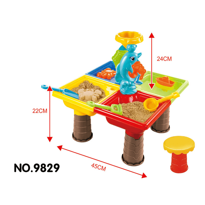 Water Table Set Summer Sand and Water Table Box Baby Kids Children Outdoor Beach Waterwheel Toys Family Play Set