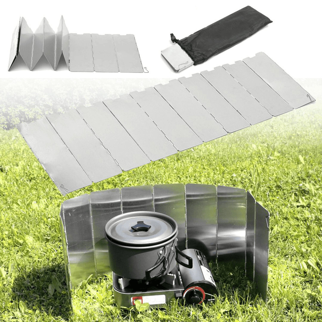 Camping 10 Plates Folding Wind Shield Picnic BBQ Cooking Gas Stove Aluminum Board Screen