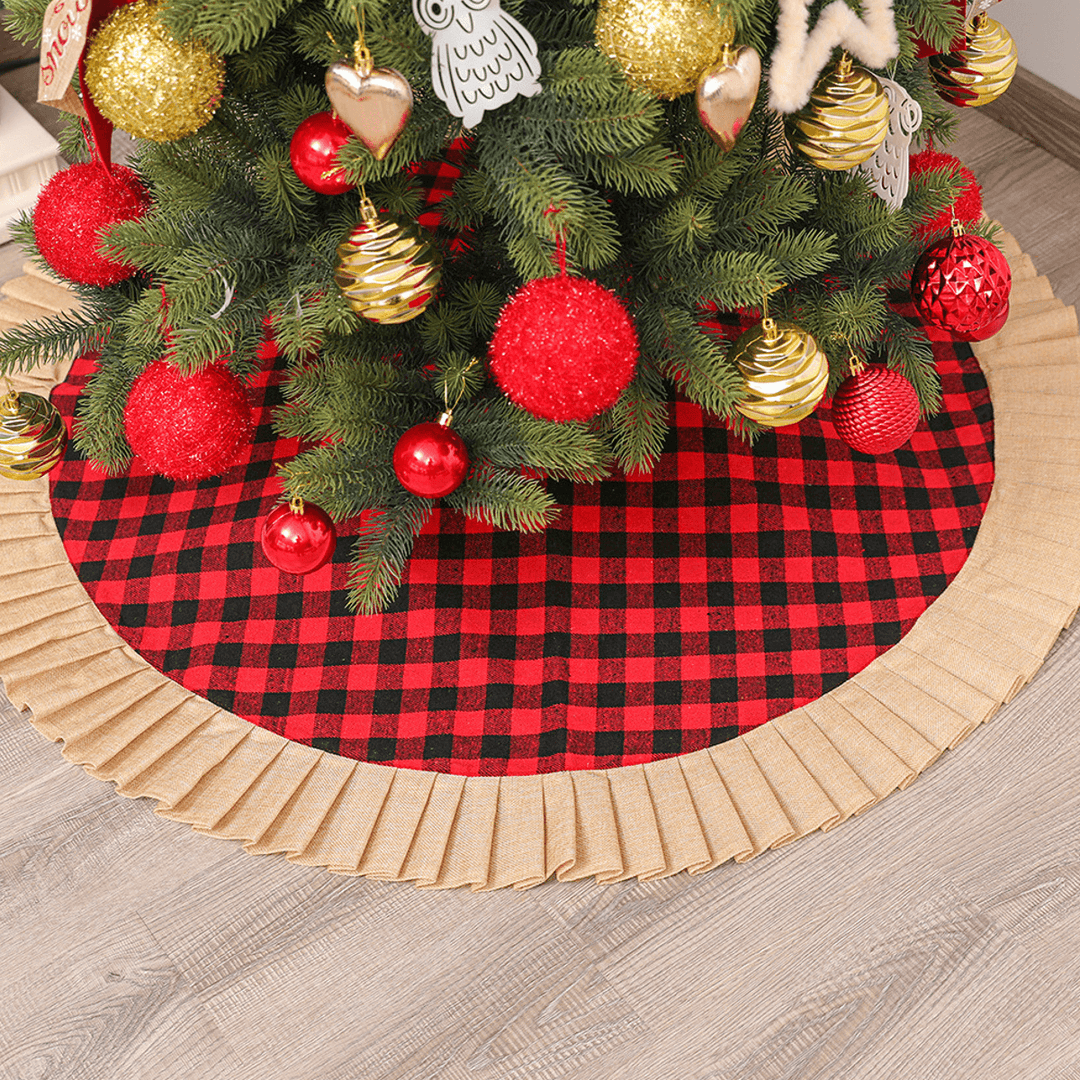 120Cm Christmas Tree Skirt Aprons New Year Xmas Tree Carpet Foot Cover Red round Carpet for Merry Christmas Decoration