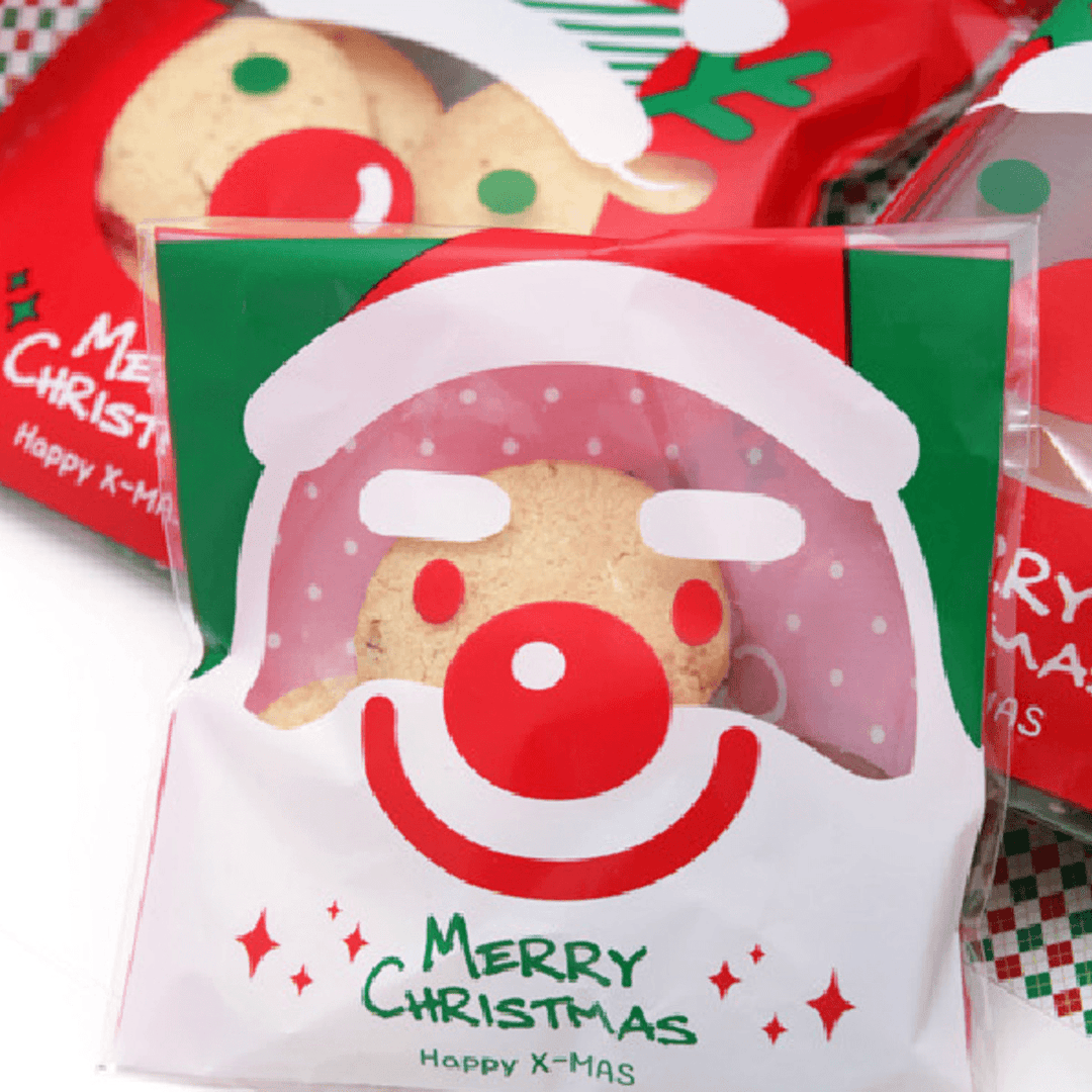 100Pcs Christmas Biscuit Candy Gift Cookie Sweet Present Bag