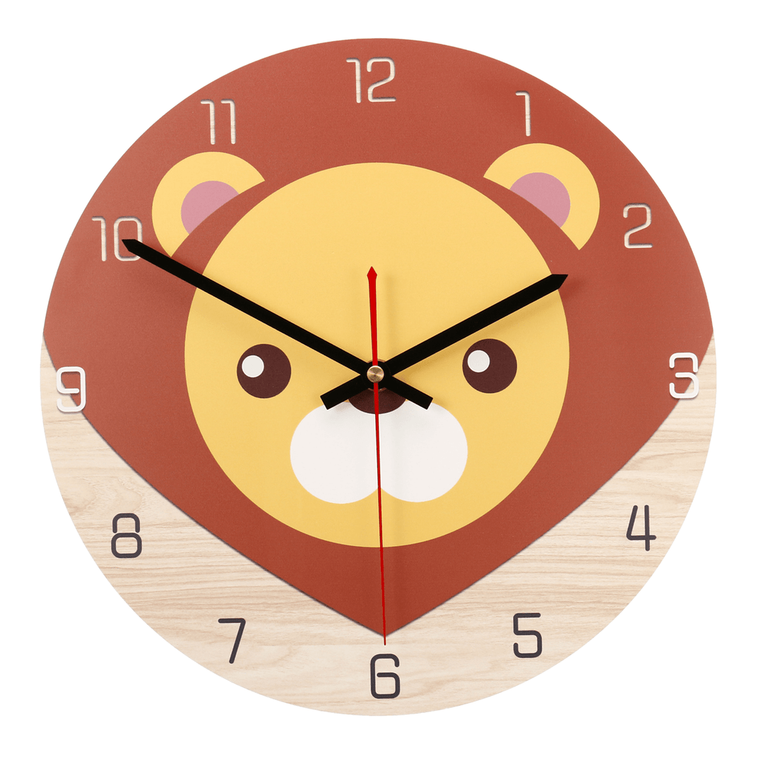 28Cm Animal Mute round Wall Clock Modern Home Living Room Kitchen Watch Decor - MRSLM