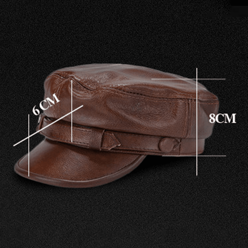 Unisex Genuine Leather Breathable Flat Hats Adjustable Cap