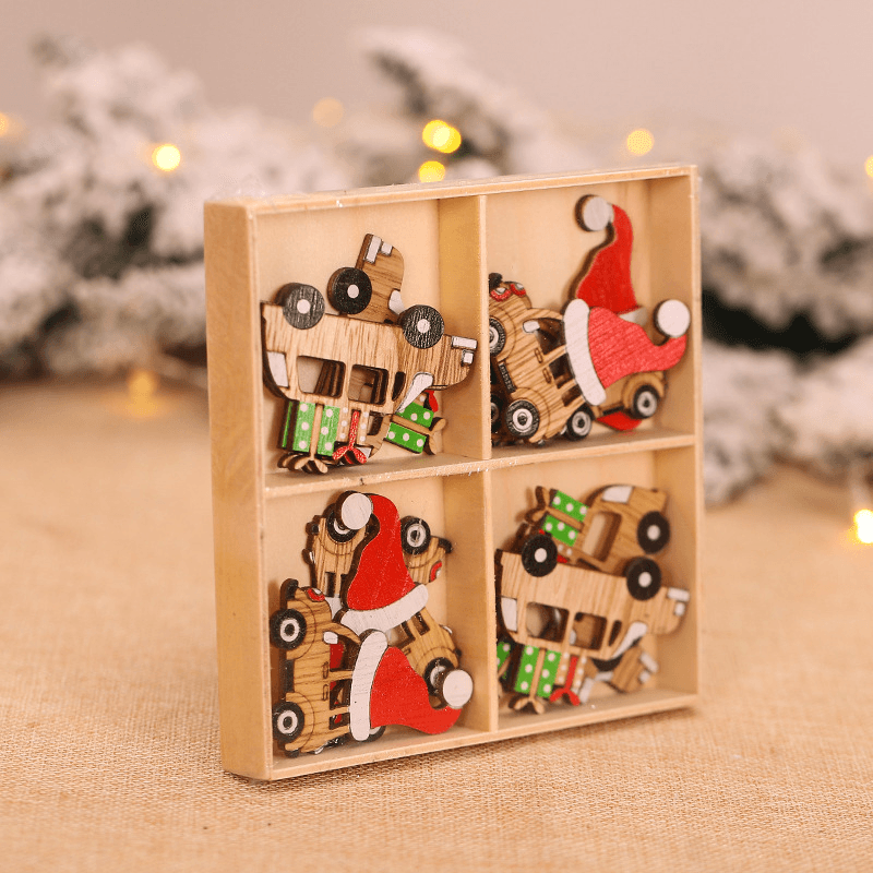 Cartoon Wooden Small Pendant Christmas Decorations