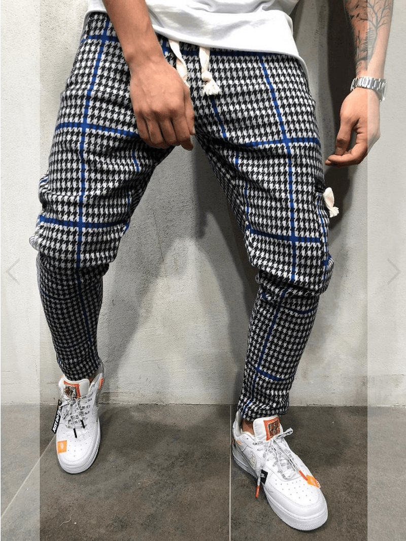 Men'S Fashion Slim Casual Pants Sports Striped Pants