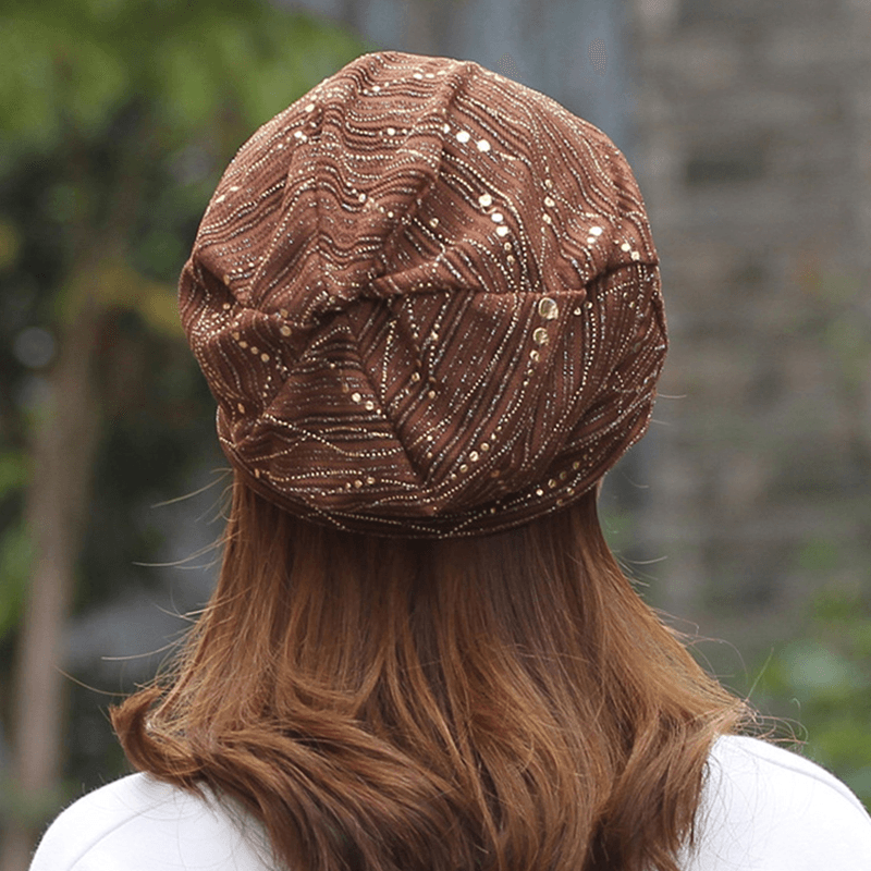 Women Ethnic Cotton Breathable Beanie Cap Fashion Print Brimless Cap