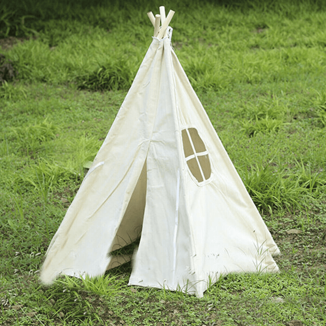 Large Teepee Tent Kids Cotton Canvas Pretend Play House Entertainment for Boy Girls Children'S Gifts