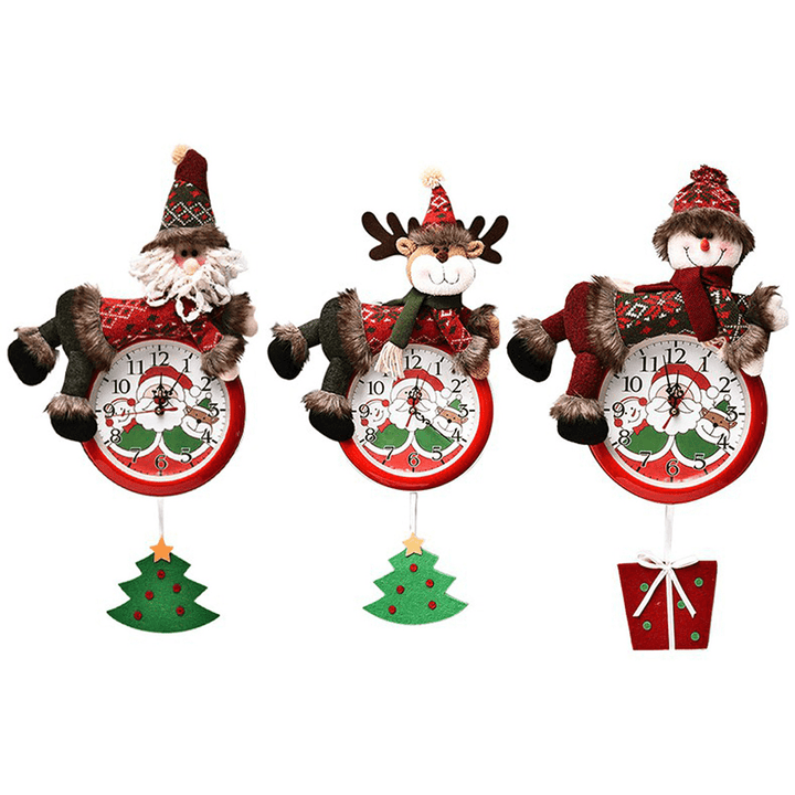 2020 Christmas Wall Hanging Clock New Fashion Battery Powered Needle Clocks Xmas for Home Party Pendant Decor