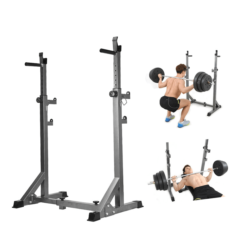 300KG Weight-Bearing Fitness Barbell Rack with Elastic Locking Pull Pin Adjustable Height Non-Slip Home Exercise Fitness Equipment