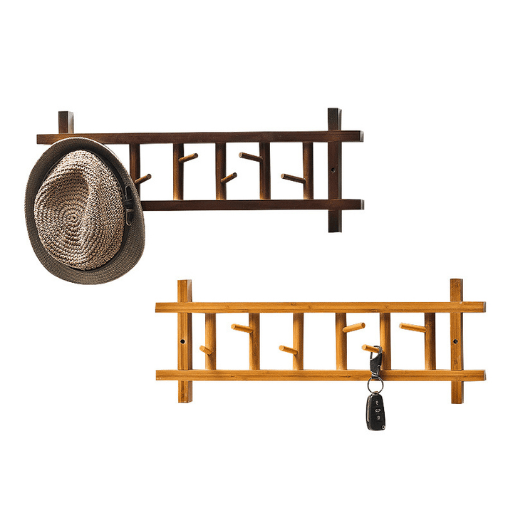 6 Hooks Wall Mount Coat Rack Rail Entryway 360 Degree Rotation Hat Clothes Towel Rack