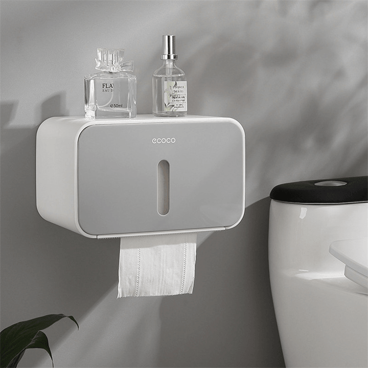 Toilet Paper Holder Shelf Waterproof Bathroom Roll Napkin Box Wall Mounted Tissue Case