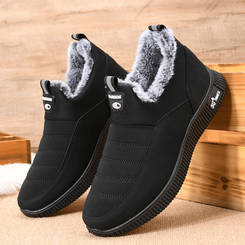 Men Non Slip Warm Lined Soft Sole Solid Comfy Slip on Outdoor Casual Snow Shoes