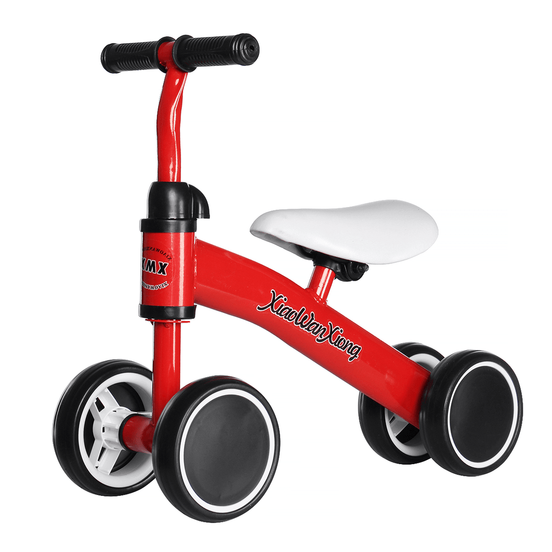 12 Inch 4 Wheels Kids No Pedal Balance Bikes for Aged 1-3 Toddler Children Bicycle with Non-Pneumatic EVA Tires Blance Training