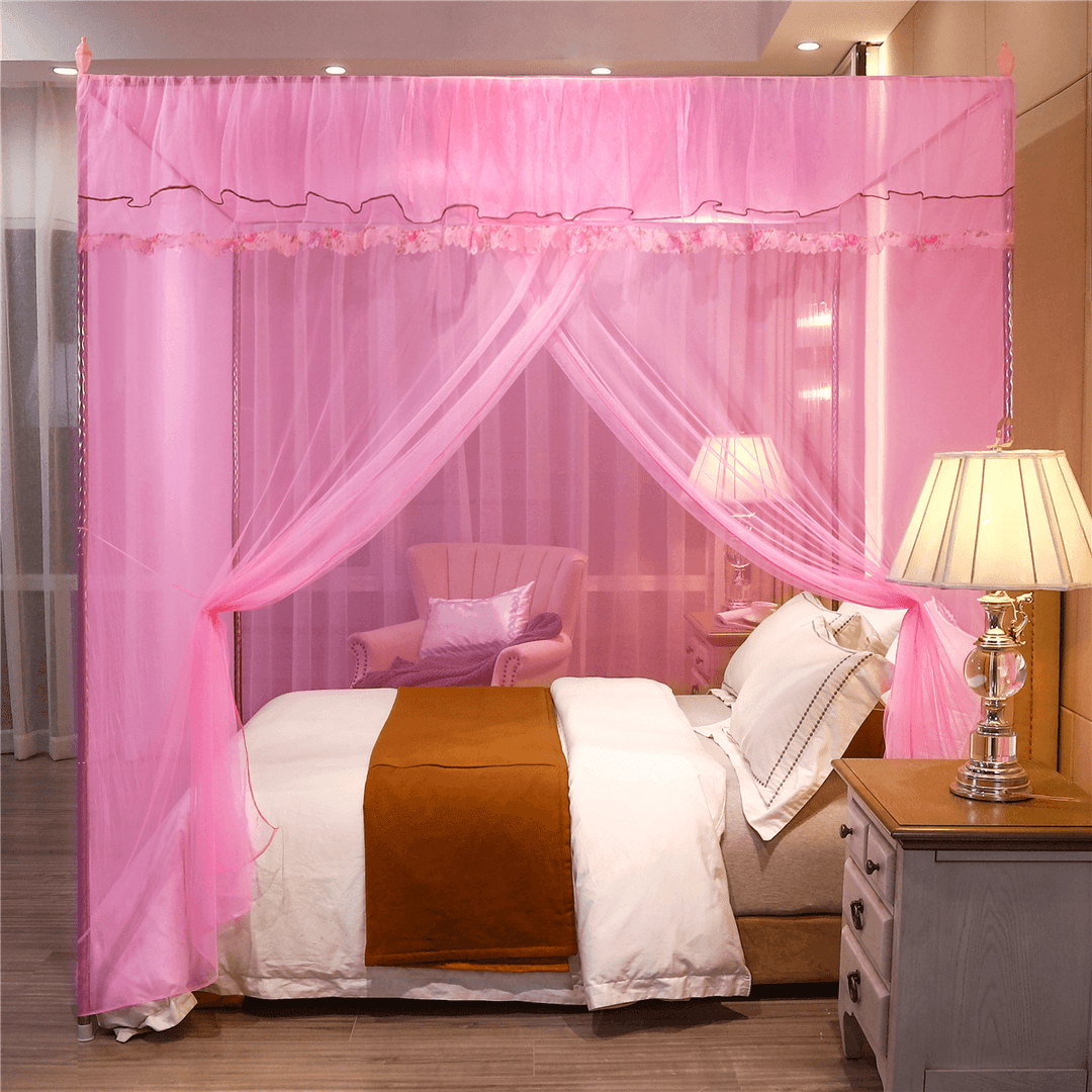 Mosquito Net 4 Corner 180*200CM Big Bed Canopy Home Bedding Lace Elegant - MRSLM