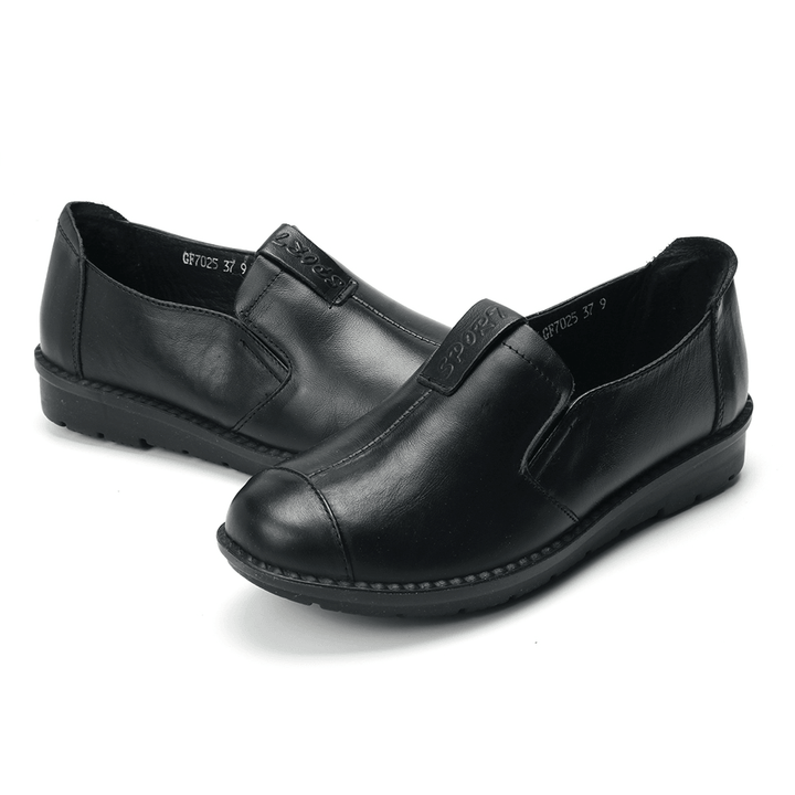 Women Casual Comfy Soft Sole Slip on Leather Loafers