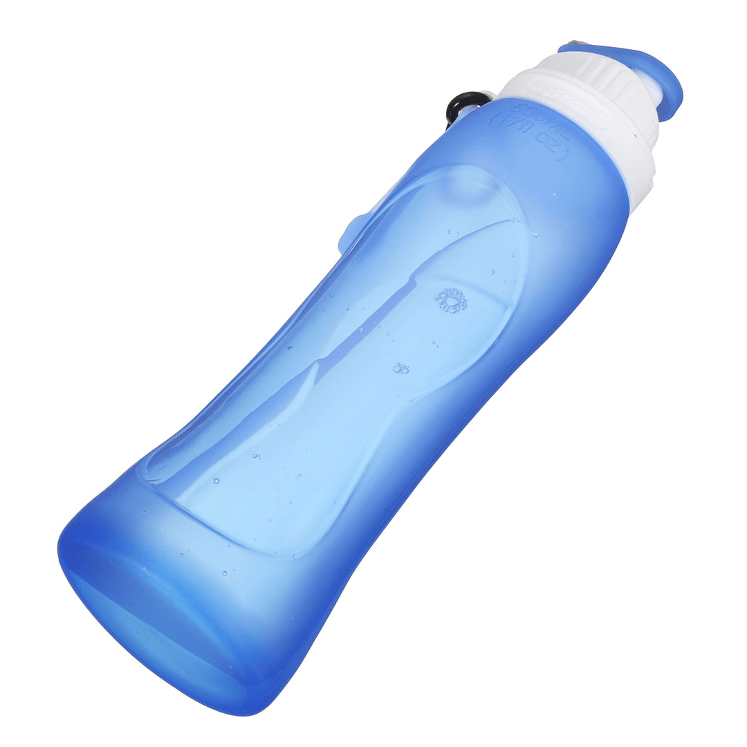 500ML Foldable Water Bottle Silicone BPA Free Kettle Drinking Bottle Outdoor Travel Running Hiking Cycling