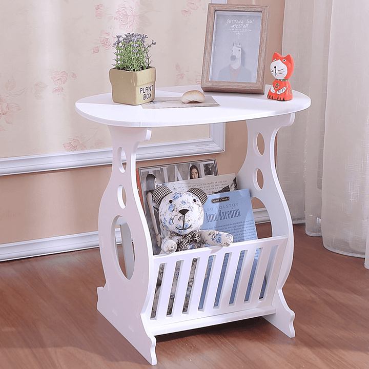 Mini Tea Table PVC Plastic Oval Coffee Home Living Room Storage Rack Bedside