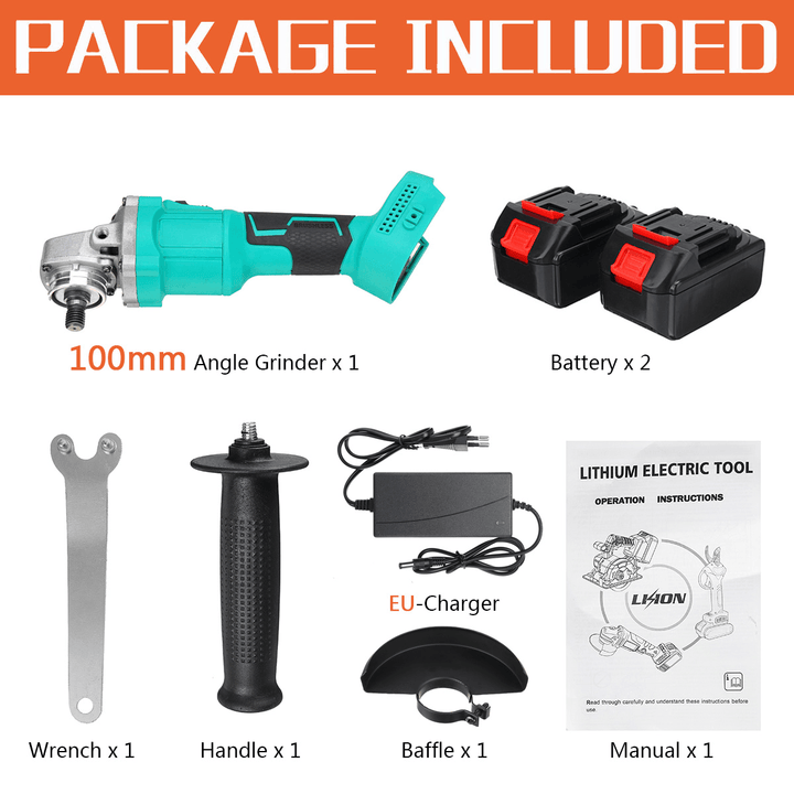 100Mm Brushless Cordless Angle Grinder 3 Gears Polishing Grinding Cutting Tool with Battery Also for for Makita 18V Battery - MRSLM