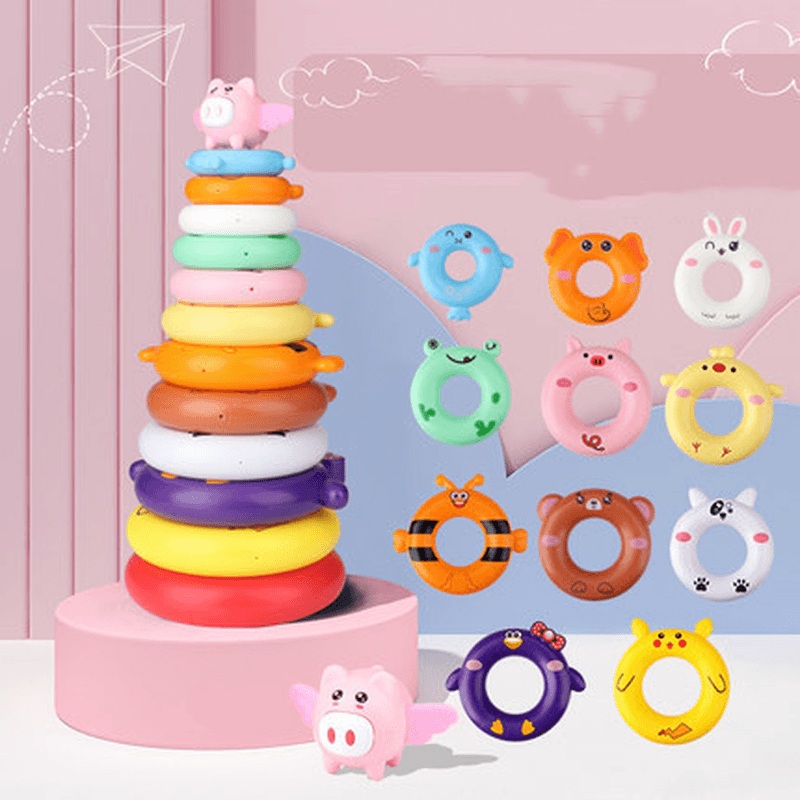 Toy Children'S Baby Puzzle Early Education Rainbow Set Animal Ring