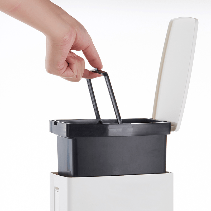 3 in 1 Multifunction Bathroom Trash Can Garbage Bin Kitchen Waste Basket with Toilet Brush Garbage Bag Holder Waste Dustbin for Home Office Room