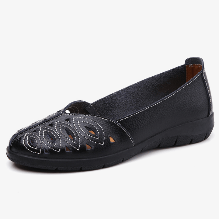 Women Stitching Flower Hollow Non Slip Casual Slip on Loafers