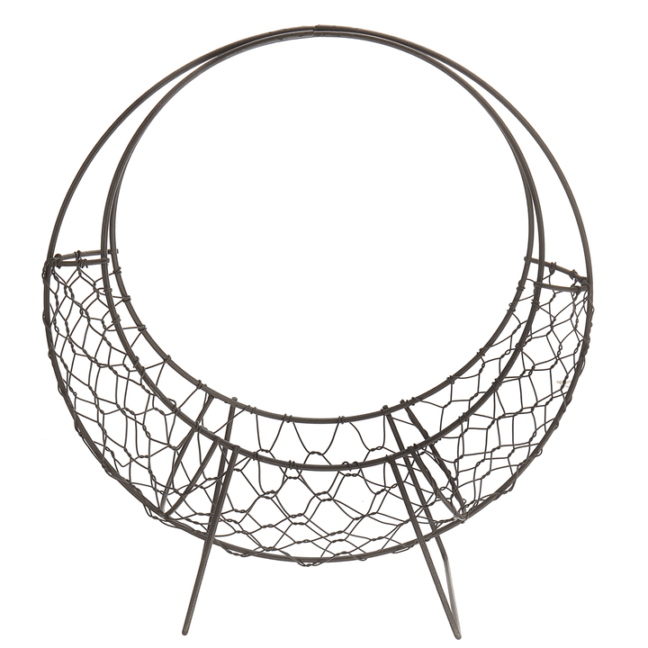 Flower Basket Stand Moon Shape Iron Wire Wreath Frame Metal Succulent Pot 28CM