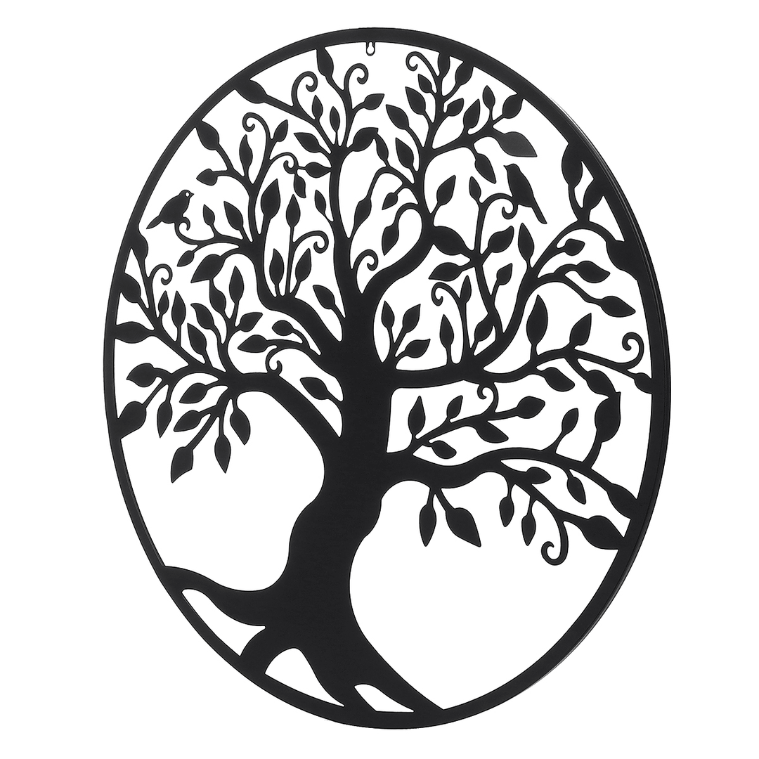 39In Black Tree of Life Metal Hanging Wall Art round Sculpture Home Garden Decoration