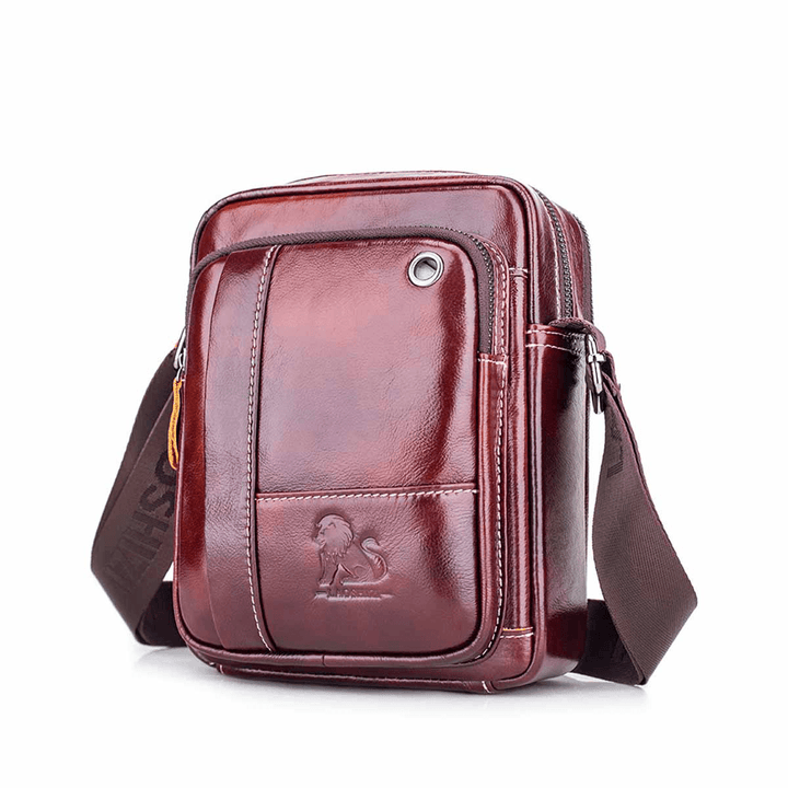 Men Leather Bag Messenger Cross Body Portable Travel Shoulder Briefcase Satchel Retro Outdoor Chest Backpack Bag Day Packs - MRSLM